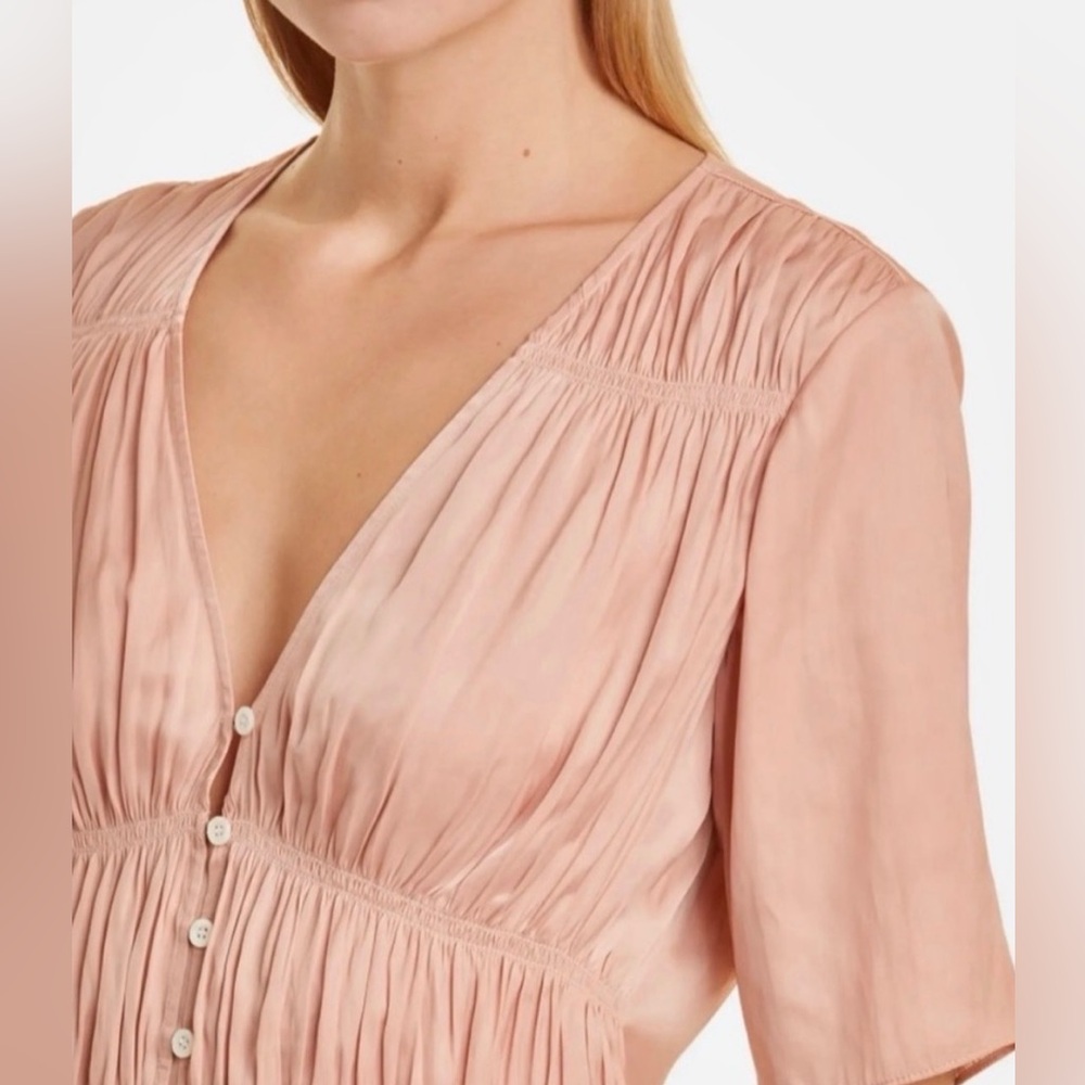 FRAME | Satin V-Neck Blouse - Picture 3 of 6